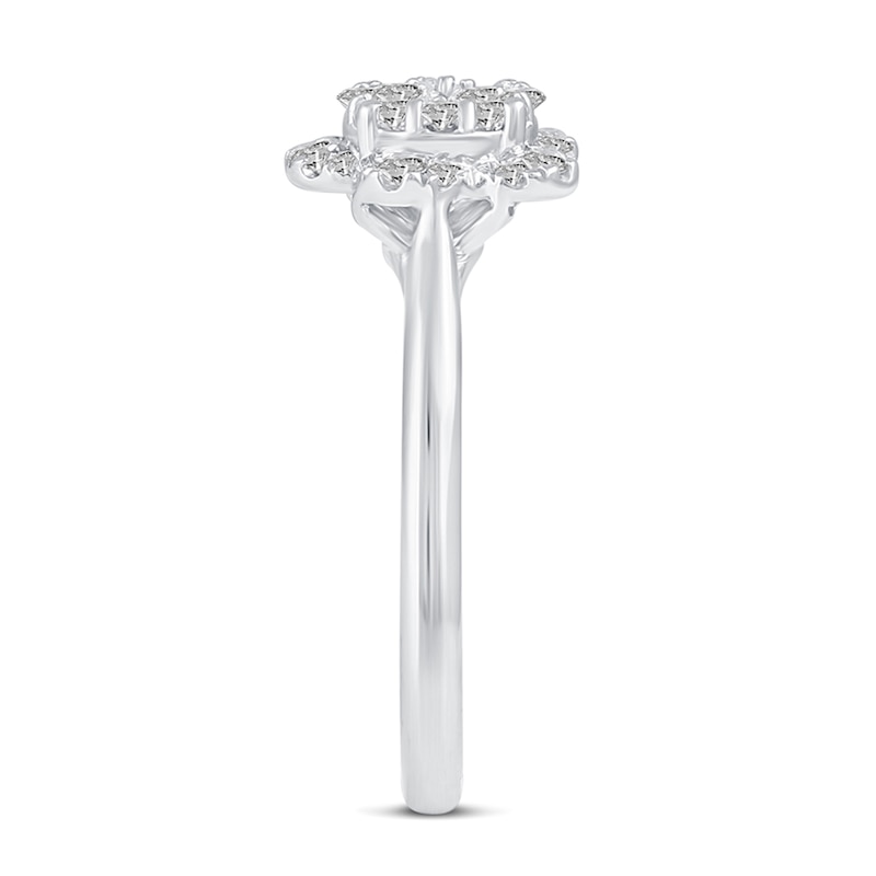 1/2 CT. T.W. Composite Diamond Flower Ring in 14K White Gold