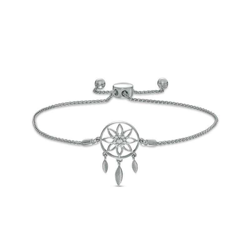 Main Image 1 of 1/20 CT. T.W. Diamond Dream Catcher Bolo Bracelet in Sterling Silver – 9.5"