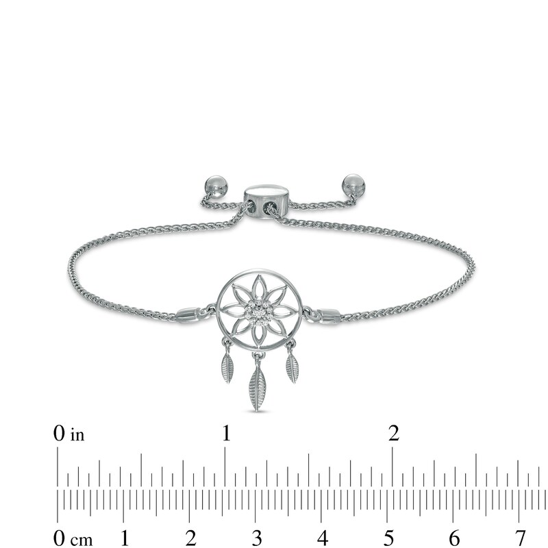 Main Image 3 of 1/20 CT. T.W. Diamond Dream Catcher Bolo Bracelet in Sterling Silver – 9.5"