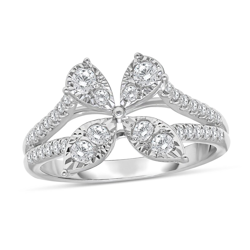 Main Image 1 of 1/2 CT. T.W. Diamond Butterfly Split Shank Ring in 10K White Gold