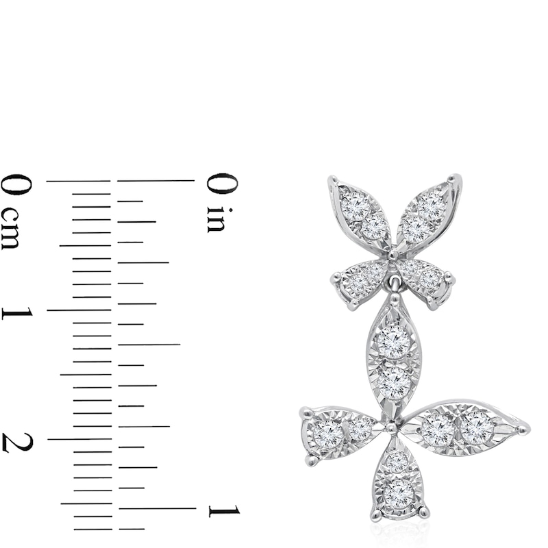 1/2 CT. T.W. Diamond Butterfly Drop Earrings in 10K White Gold