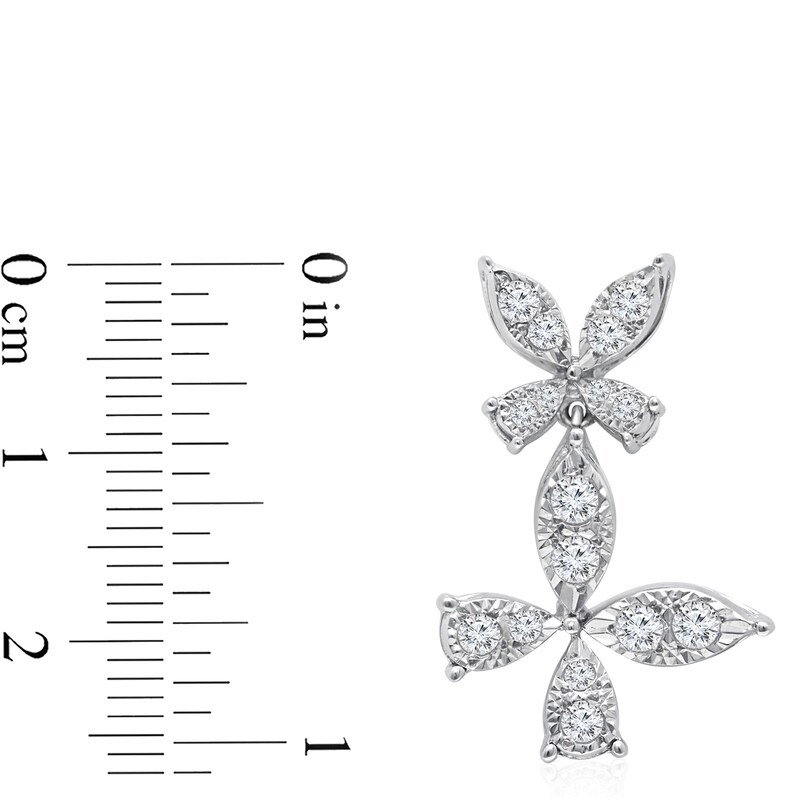 Main Image 2 of 1/2 CT. T.W. Diamond Butterfly Drop Earrings in 10K White Gold
