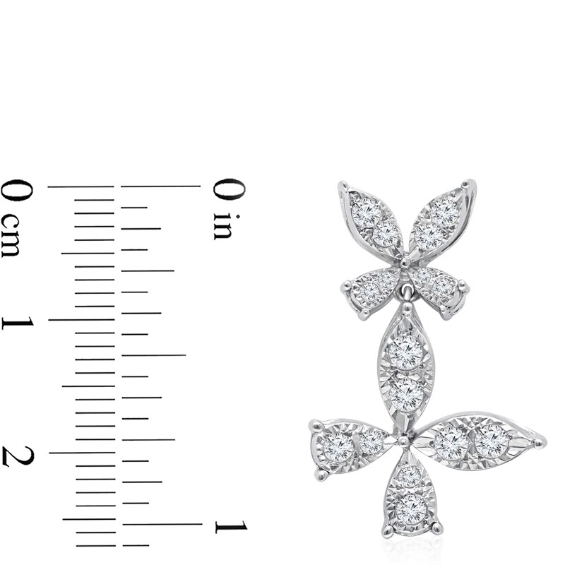 1/2 CT. T.W. Diamond Butterfly Drop Earrings in 10K White Gold