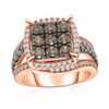 Thumbnail Image 1 of 2 CT. T.W. Composite Champagne and White Diamond Cushion Frame Ring in 10K Rose Gold