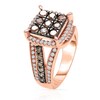 Thumbnail Image 2 of 2 CT. T.W. Composite Champagne and White Diamond Cushion Frame Ring in 10K Rose Gold