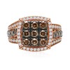 Thumbnail Image 3 of 2 CT. T.W. Composite Champagne and White Diamond Cushion Frame Ring in 10K Rose Gold