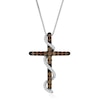 Thumbnail Image 1 of 1/2 CT. T.W. Champagne and White Diamond Cross with Ribbon Pendant in 10K White Gold