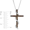 Thumbnail Image 2 of 1/2 CT. T.W. Champagne and White Diamond Cross with Ribbon Pendant in 10K White Gold