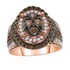 Thumbnail Image 1 of 2 CT. T.W. Composite Champagne and White Diamond Oval Frame Ring in 10K Rose Gold