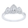 Thumbnail Image 1 of 3/4 CT. T.W. Diamond Triple Pear-Shaped Frame Three Stone Ring in 10K White Gold