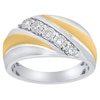 Thumbnail Image 1 of 1/10 CT. T.W. Diamond Five Stone Slant Wedding Band in Sterling Silver with 14K Gold Plate