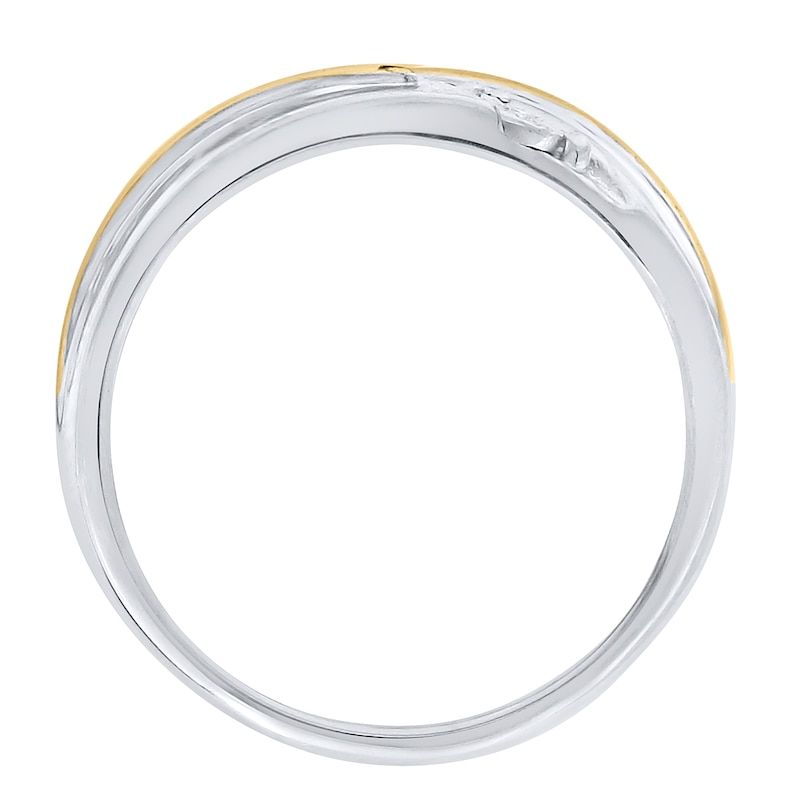 Main Image 2 of 1/10 CT. T.W. Diamond Five Stone Slant Wedding Band in Sterling Silver with 14K Gold Plate