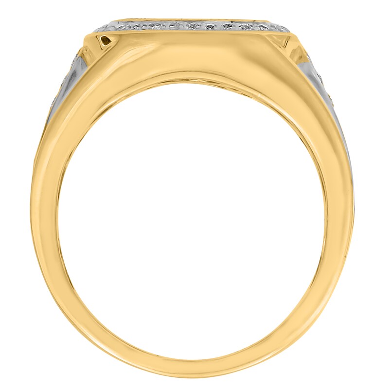 Main Image 2 of 1/2 CT. T.W. Composite Diamond Square Frame Ring in Sterling Silver with 14K Gold Plate - Size 10