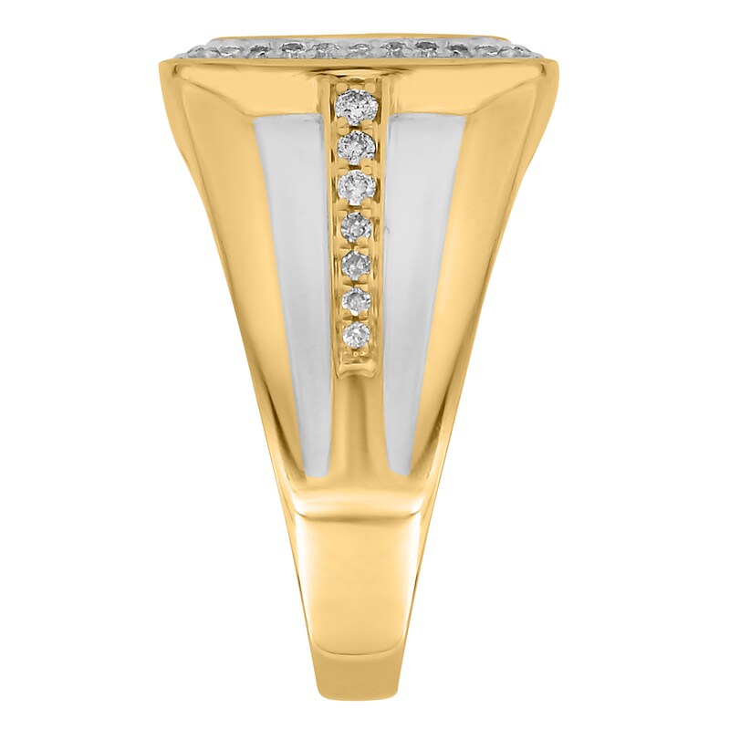 Main Image 3 of 1/2 CT. T.W. Composite Diamond Square Frame Ring in Sterling Silver with 14K Gold Plate - Size 10