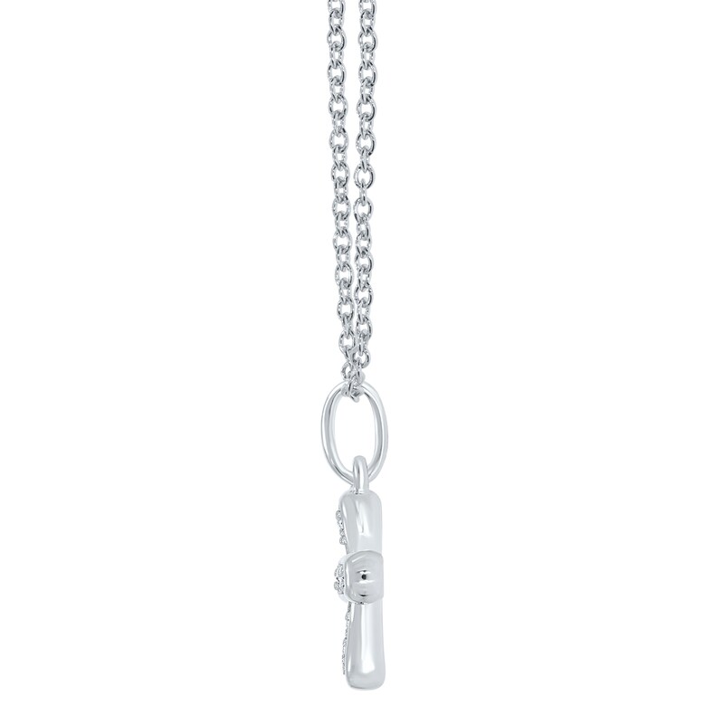 Main Image 2 of 1/20 CT. T.W. Diamond Mini Cross Pendant in Sterling Silver