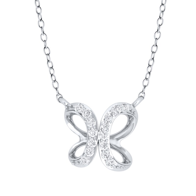 1/8 CT. T.W. Diamond Butterfly Pendant in Sterling Silver Zales Outlet