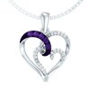 Thumbnail Image 1 of 1/6 CT. T.W. Enhanced Purple and White Diamond Double Heart Pendant in Sterling Silver