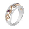 Thumbnail Image 2 of 1/6 CT. T.W. Enhanced Purple and White Diamond Swirl Band in Sterling Silver and 10K Rose Gold – Size 7