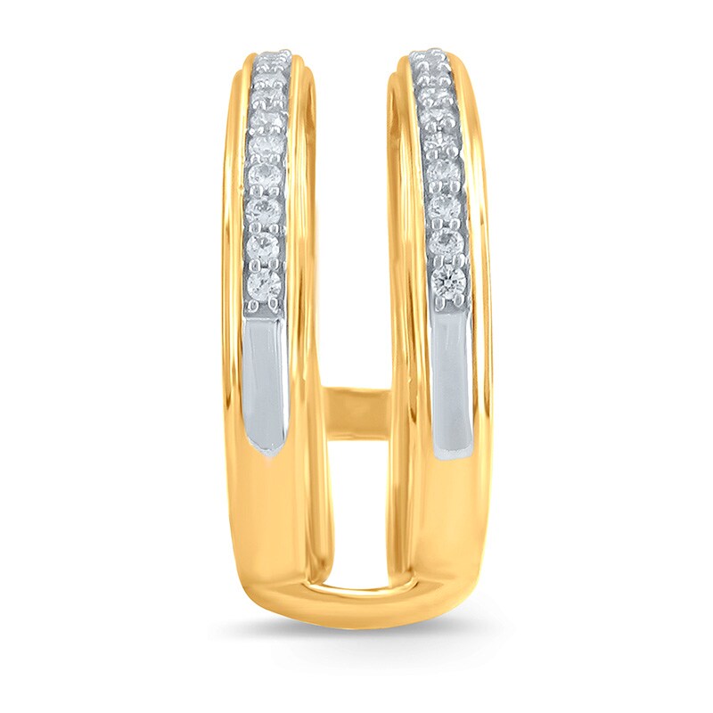 Men's 1/10 CT. T.W. Diamond Wedding Band in Sterling Silver with 14K Gold Plate