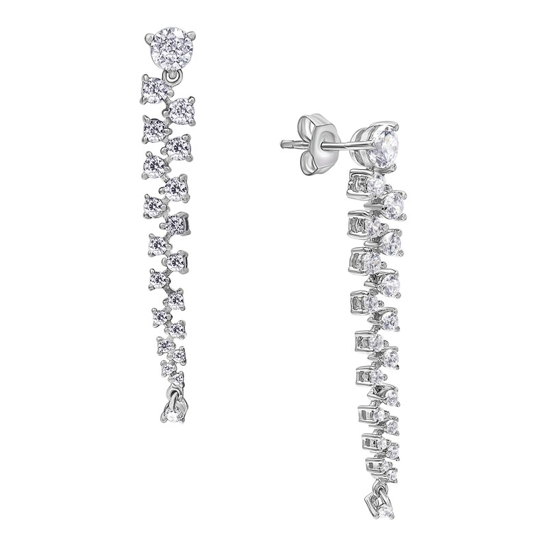 2-1/2 CT. T.W. Diamond Scatter Drop Earrings in 14K White Gold