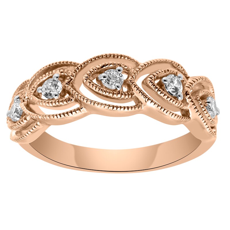 Main Image 1 of 1/4 CT. T.W. Diamond Five Stone Heart Overlay Band in 10K Rose Gold