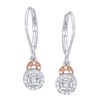 Thumbnail Image 1 of 1/15 CT. T.W. Diamond Triple Circle Drop Earrings in Sterling Silver with 14K Rose Gold Plate