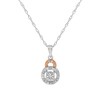 Thumbnail Image 1 of 1/15 CT. T.W. Diamond Triple Circle Pendant in Sterling Silver with 14K Rose Gold Plate