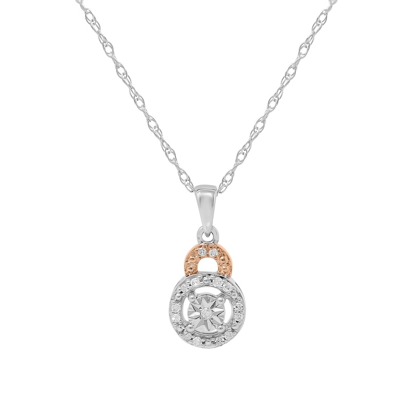 Main Image 1 of 1/15 CT. T.W. Diamond Triple Circle Pendant in Sterling Silver with 14K Rose Gold Plate