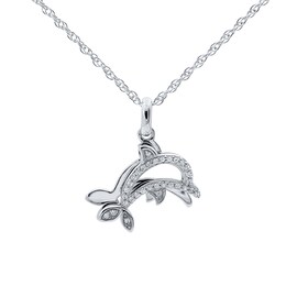 1/10 CT. T.W. Diamond Dolphin Outline Pendant in Sterling Silver