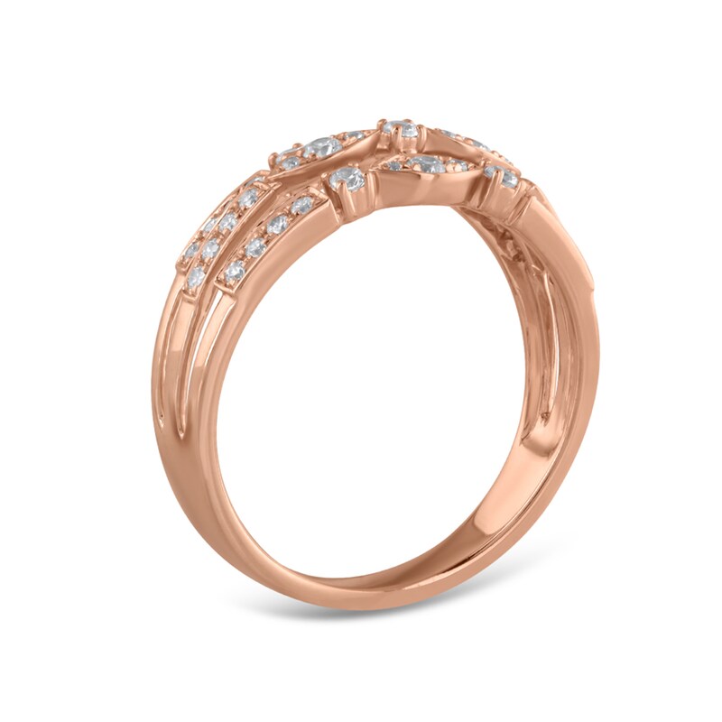 1/3 CT. T.W. Diamond Triple Row Art Deco Ring in 10K Rose Gold