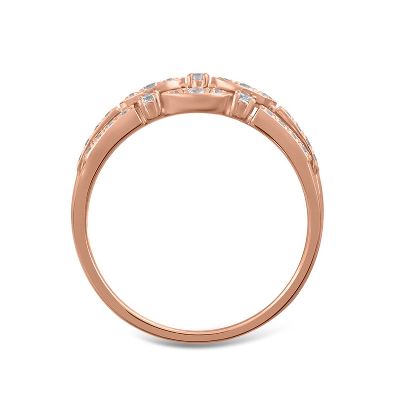 1/3 CT. T.W. Diamond Triple Row Art Deco Ring in 10K Rose Gold