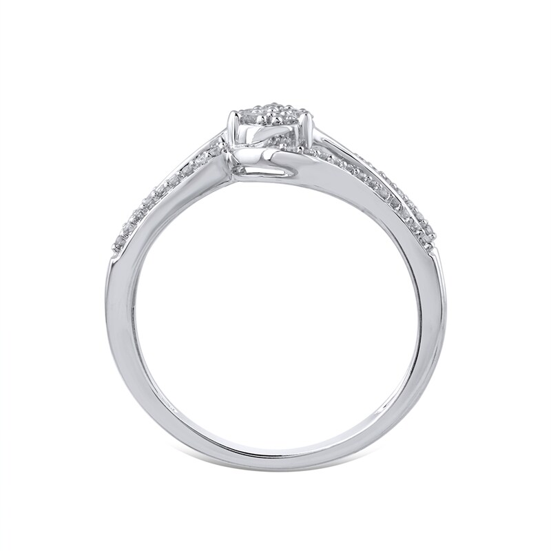 Main Image 3 of 1/4 CT. T.W. Pear-Shaped Composite Diamond Bypass Split Shank Ring in Sterling Silver – Size 7