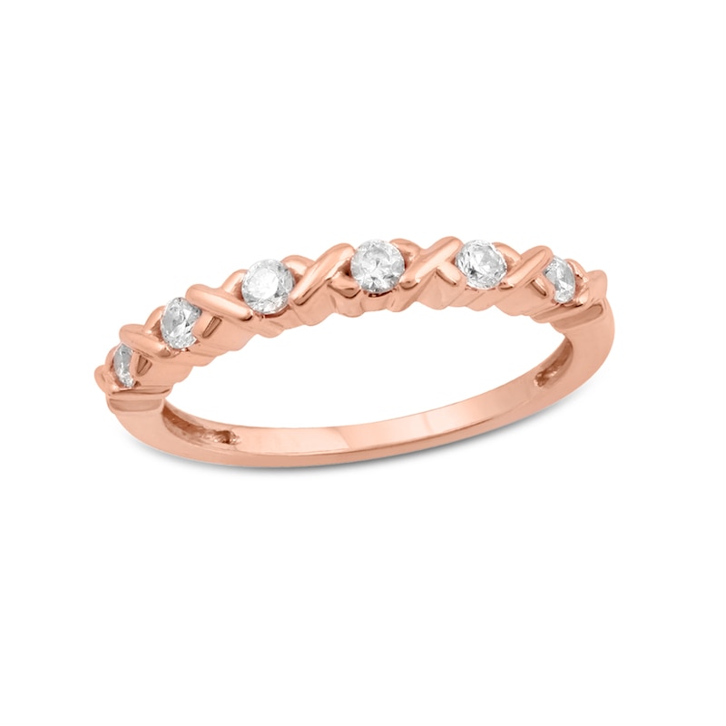 Main Image 1 of 1/4 CT. T.W. Diamond Alternating "XO" Band in 14K Rose Gold