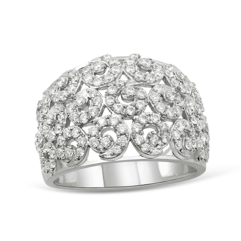 Main Image 1 of 1 CT. T.W. Diamond Swirl Dome Ring in 14K White Gold