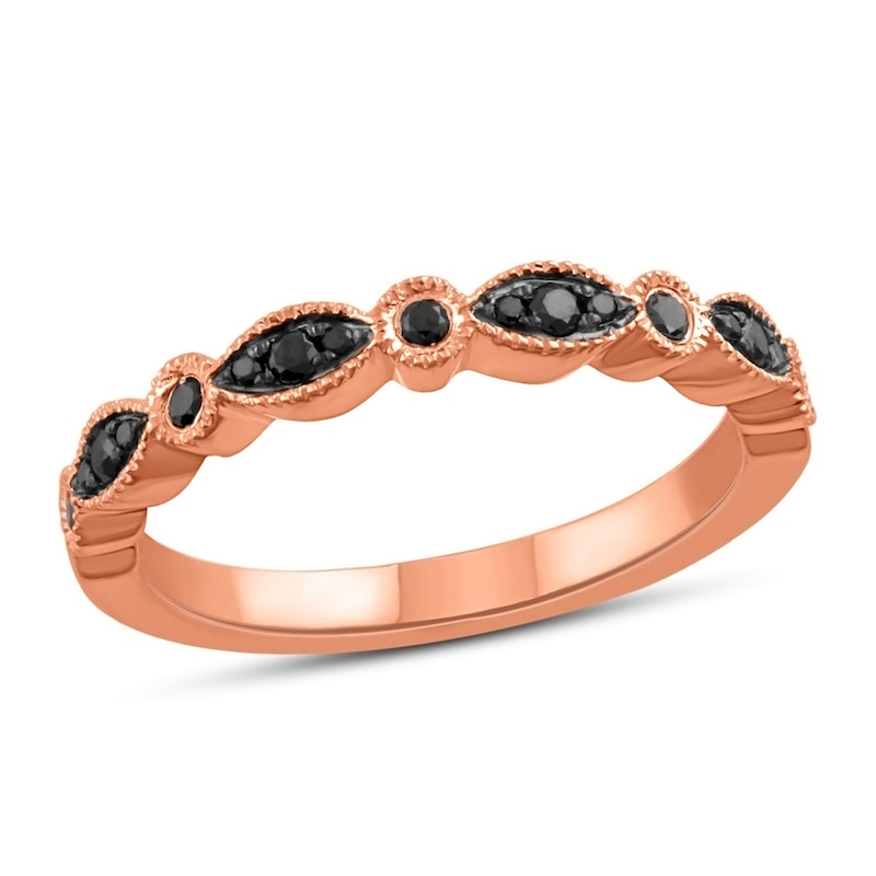 Main Image 1 of 1/6 CT. T.W. Black Diamond Alternating Band in 10K Rose Gold