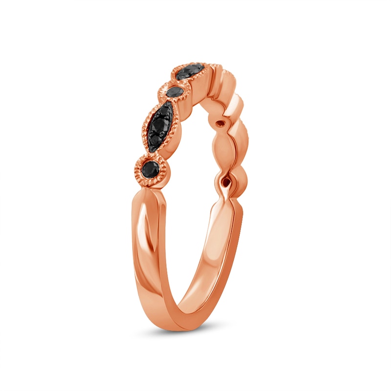 Main Image 2 of 1/6 CT. T.W. Black Diamond Alternating Band in 10K Rose Gold
