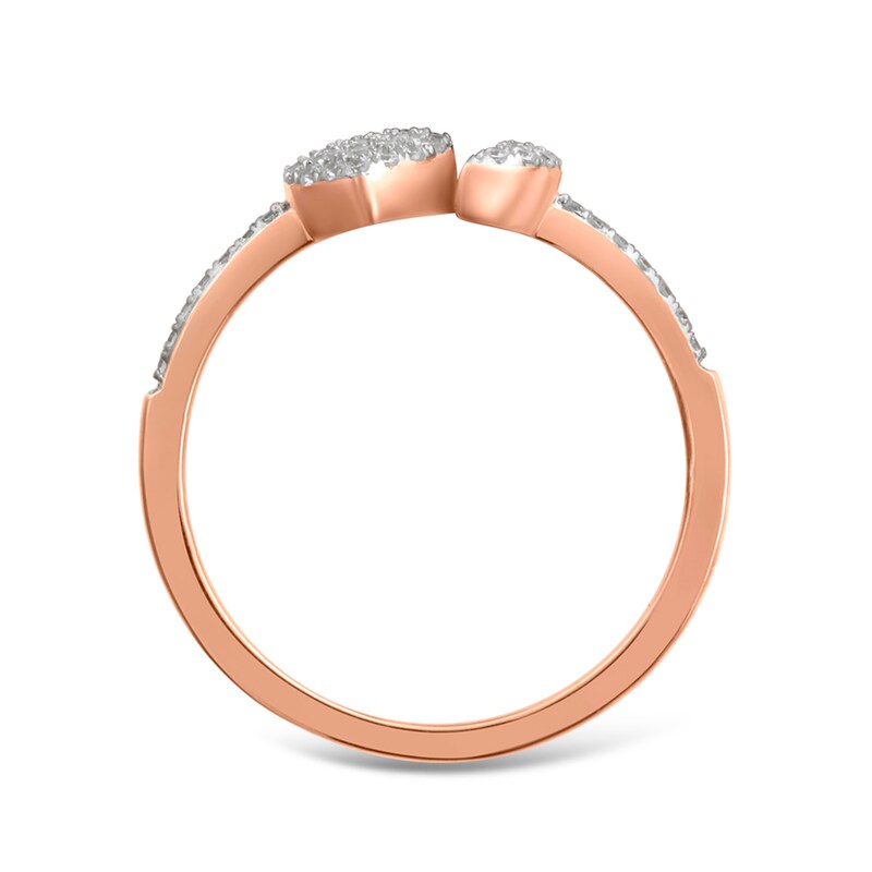 Main Image 2 of 1/5 CT. T.W. Diamond Heart and Crescent Moon Open Ring in 10K Rose Gold
