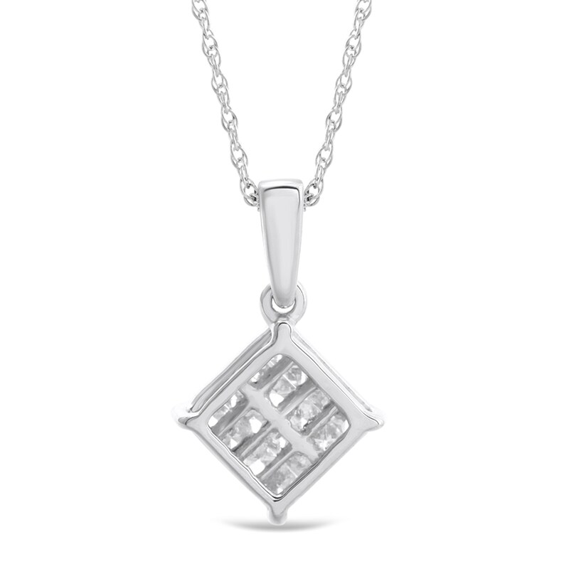 Main Image 2 of 1/5 CT. T.W. Composite Princess-Cut Diamond Tilted Square Pendant in 10K White Gold
