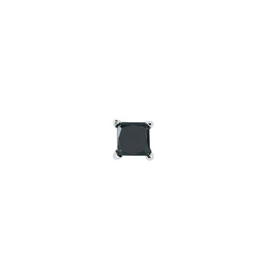 1/10 CT. Enhanced Black Princess-Cut Diamond Solitaire Single Stud Earring in 14K White Gold 1/10 CT. Enhanced Black Princess-Cut Diamond Solitaire Single Stud Earring in 14K White Gold