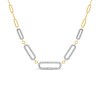 Thumbnail Image 1 of Diamond Accent Paper Clip Necklace in Sterling Silver with 18K Gold Plate – 19"