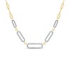 Thumbnail Image 0 of Diamond Accent Paper Clip Necklace in Sterling Silver with 18K Gold Plate – 19"