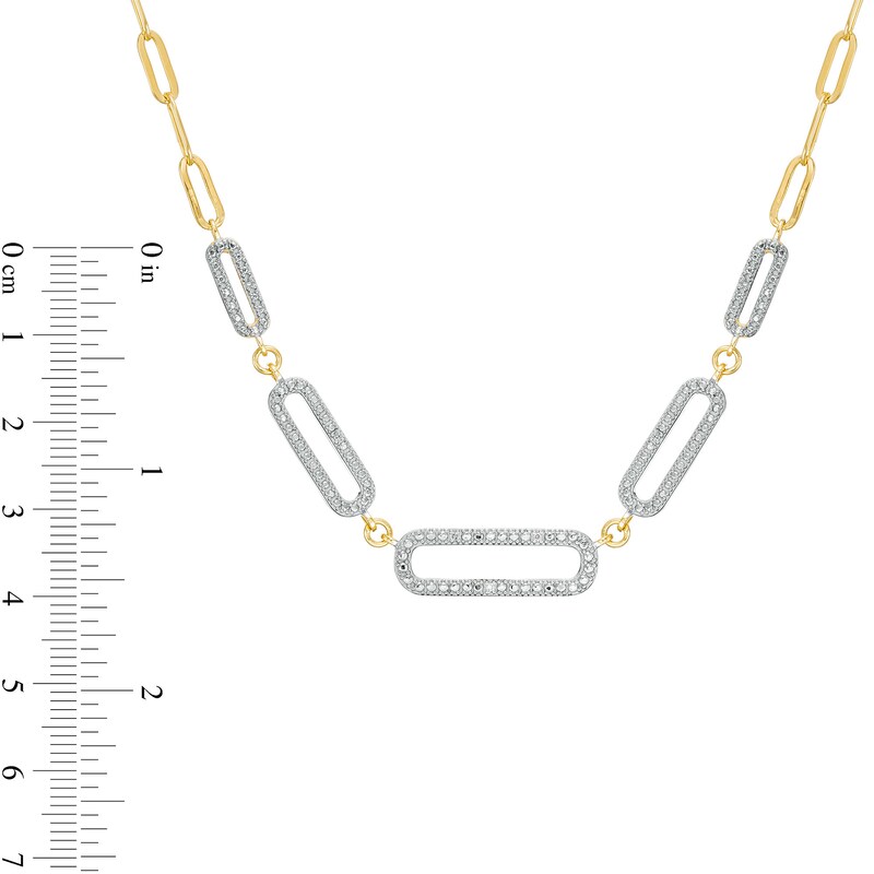 Main Image 4 of Diamond Accent Paper Clip Necklace in Sterling Silver with 18K Gold Plate – 19"