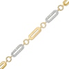 Thumbnail Image 1 of Diamond Accent Alternating Paper Clip Bracelet in Sterling Silver with 18K Gold Plate – 8.0"