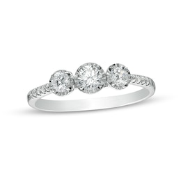 1/2 CT. T.W. Diamond Past Present Future® Engagement Ring in 10K White Gold