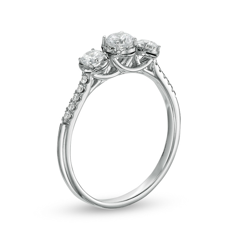 Main Image 2 of 1/2 CT. T.W. Diamond Past Present Future® Engagement Ring in 10K White Gold