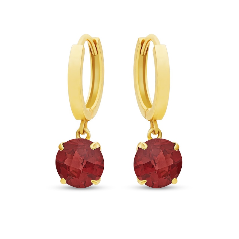 Main Image 1 of 6.0mm Garnet Solitaire Drop Earrings in 14K Gold