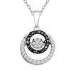 Thumbnail Image 1 of 1/5 CT. T.W. Enhanced Black and White Diamond Double Circle Pendant in 10K White Gold