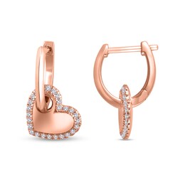 1/5 CT. T.W. Diamond Frame Heart Drop Earrings in 10K Rose Gold