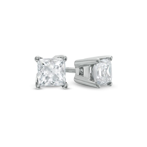 5/8 CT. T.W. Princess-Cut Diamond Solitaire Stud Earrings in 10K White Gold (I/I3) 5/8 CT. T.W. Princess-Cut Diamond Solitaire Stud Earrings in 10K White Gold (I/I3)