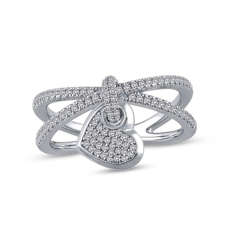 Main Image 1 of 3/8 CT. T.W. Diamond Heart Split Shank Ring in 10K White Gold